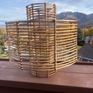 Lamp Shade Rattan Wicker Natural Tiki Hawaiian Retro